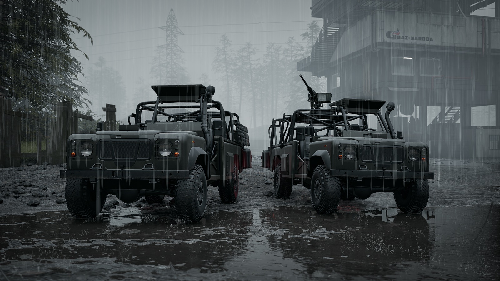 Wolf-110 parked in the rain